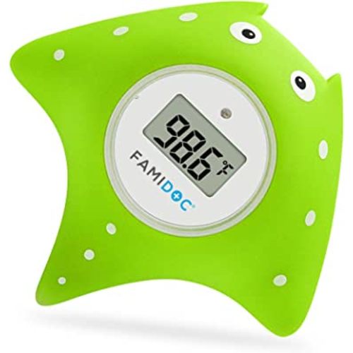 Baby Bath Thermometer with Room Thermometer - Famidoc FDTH-V0-22 New Upgraded Sensor Technology for Baby Health Bath Tub Thermometer Floating Toy Thermometer (Green)