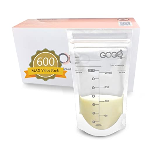 600 Count (10 Pack of 60 Bags) MAX Value Pack Breastmilk Storage Bags - 7 OZ, EACH PRE-STERILIZED By Gamma Ray, BPA Free, Leak Proof Double Zipper Seal, Self Standing (60 Count (Pack of 10))