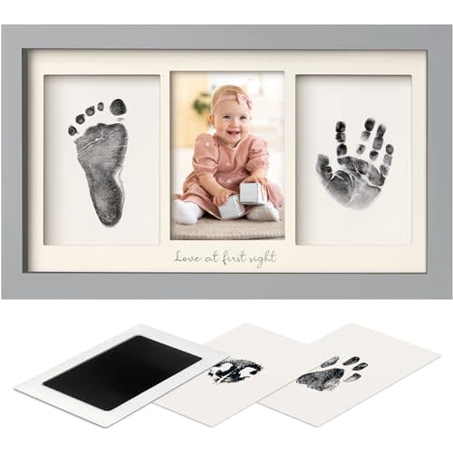 Inkless Baby Hand And Footprint Kit - Ink Pad for Baby Hand and Footprints,Dog Paw Print Kit,Dog Nose Print Kit,Clean Touch Newborn Print Kit,Baby Registry,Baby Shower Gifts,Girls,Boys (Cloud Gray)