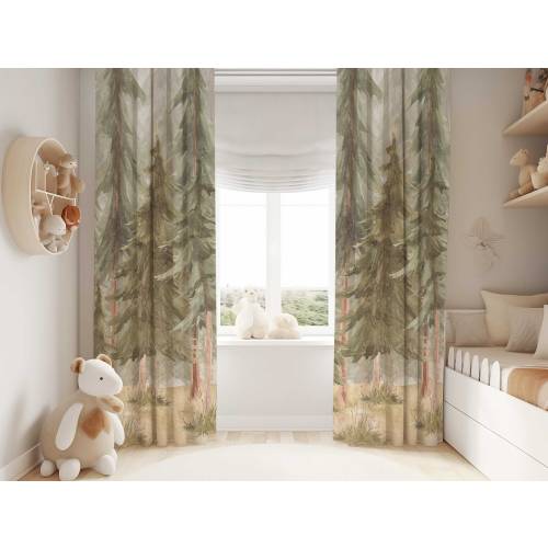 Pine Tree Nursery Curtains | Forest Nursery Decor | Kids Bedroom Curtains | Black Out Curtains | Woodland Nursery Window Curtains