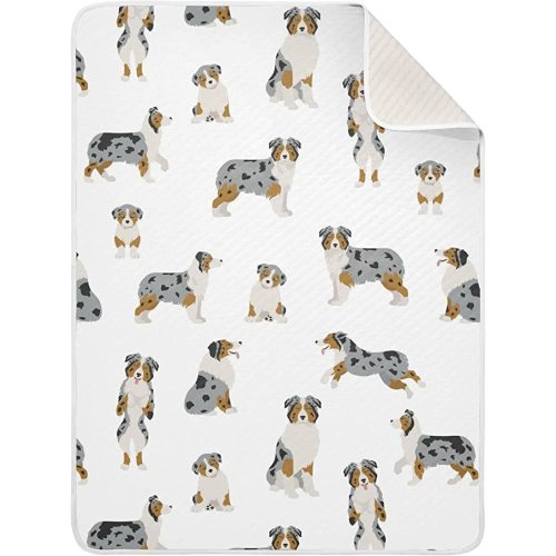 Ollabaky Australian Shepherd Dog Baby Blanket for Boys Girls Cotton Throw Blanket Swaddle Blanket for Crib Stroller Nursery Receiving Blanket Infant Toddler Unisex 30"x40"