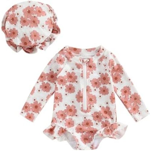 MAYUMMPY Toddler Baby Girls Bikini Beach Swimwear Zipper Swimsuit UPF 50+ Rash Guard One Piece Long Sleeve Bathing Suit