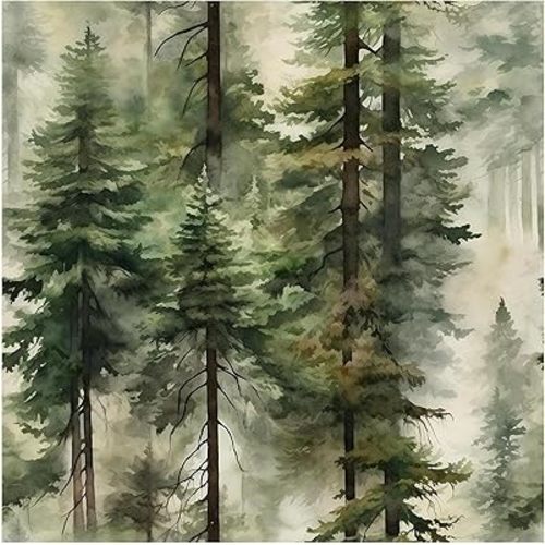 HAOKHOME Forest Peel and Stick Wallpaper Tree Wall Paper Wood Removable for Bedroom Green Contact Paper 17.7in x 32.8ft