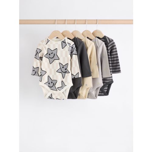 Black/White Long Sleeve Baby Bodysuits 5 Pack
