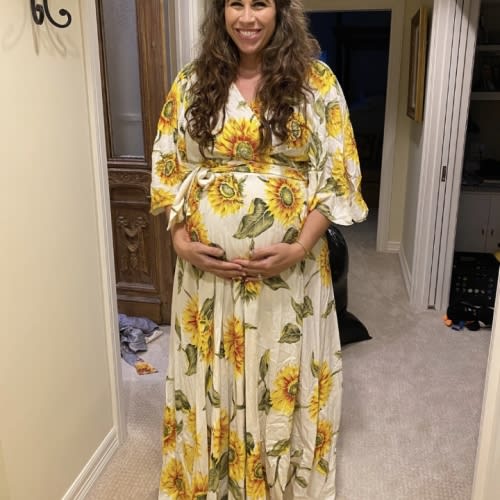 White Sunflower Dress Robe Ankle Length Maternity Robe Hospital Gown, Labor Gown, Delivery Gown, Feeding Gown, Pregnancy Robe - Etsy