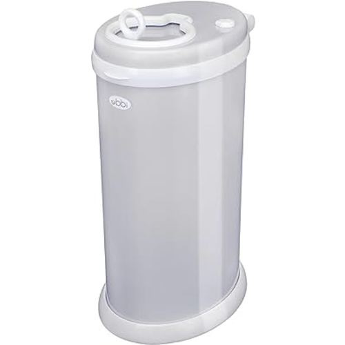 Ubbi Steel Diaper Pail, Odor Locking, No Special Bag Required, Award-Winning, Registry Must-Have, Gray