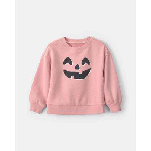 Toddler Girl Pumpkin Halloween French Terry Pullover Sweatshirt - Pink | Carter's