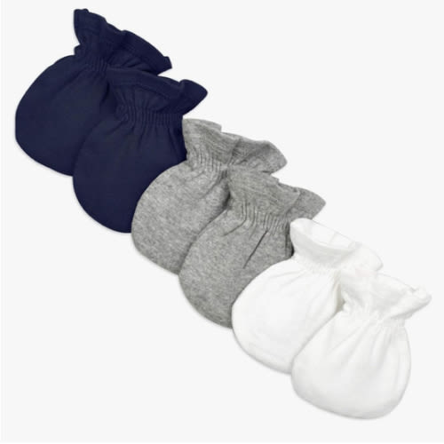 Burt's Bees Baby Baby Girls' Mittens, No-Scratch Mitts, 100% Organic Cotton, Set of 3