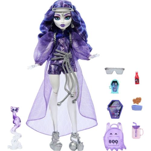 Monster High 12.7" Spectra Vondergeist Fashion Doll Purple Hair/Blue Eyes with Pet Ferret Rhuen and Accessories