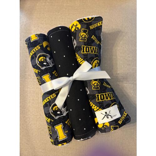 Custom Iowa Hawkeye Burp Cloths