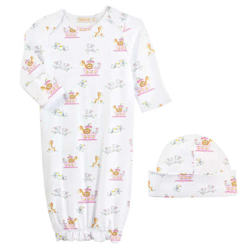 Noah's Ark Pink Gown and Hat Set