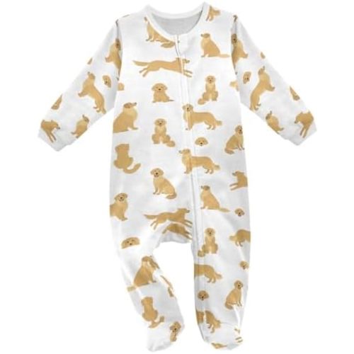 vvfelixl Exercises Doberman Dog Baby Sleepers For Girl Boys Newborn Baby Play One-Piece Footies For 0-24 Months White