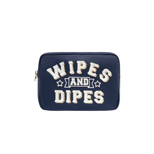 Stoney Clover Lane "wipes And Dipes" Embroidered Large Pouch in Sapphire | REVOLVE