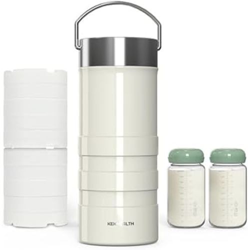 22oz Breast Milk Cooler for Work and Travel, 24 Hours All-Day Cooling, Large Capacity Portable Breastmilk Chiller with 2pcs Breastmilk Storage Bottle, Baby Feeding Essentials