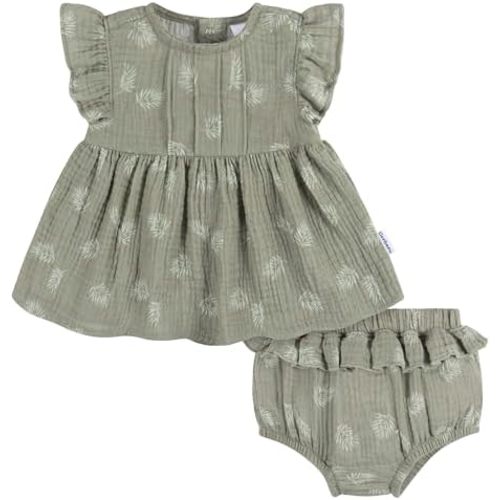 Gerber Baby Girls' 2 Piece Dress and Diaper Cover Set