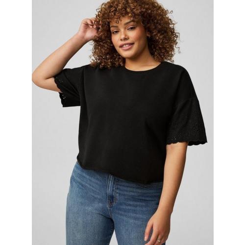 Drop-Shoulder Crop Crew Tee
