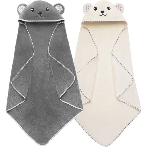 Hooded Baby Towels, 2 Pack Ultra Soft Baby Bath Towels, Absorbent Baby Towels with Hood for Boys, Girls, Babies, Toddler, Infant, Kids - Large 31 X 31 inch Newborn Essential (Panda)