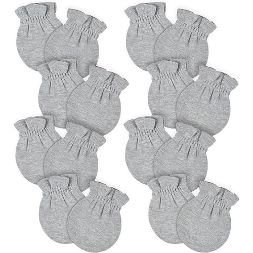 Gerber Baby 12-Pack No Scratch Mittens, Gray Heather, 0-3 Months (8-Pack)