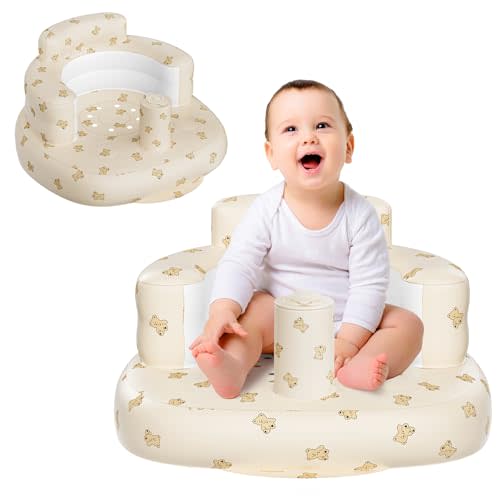 Momsnug Baby Beach Chair，Inflatable Baby Seat for Babies 3 Months and Up,Summer Bumbo Seat for Learning to Sit, Feeding, Camping (Bear)