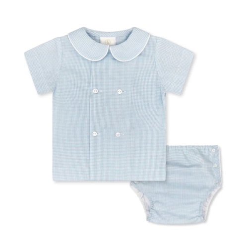 Arlington Diaper Set - Baker Blue Mini-Gingham | Posh Tots Children's Boutique