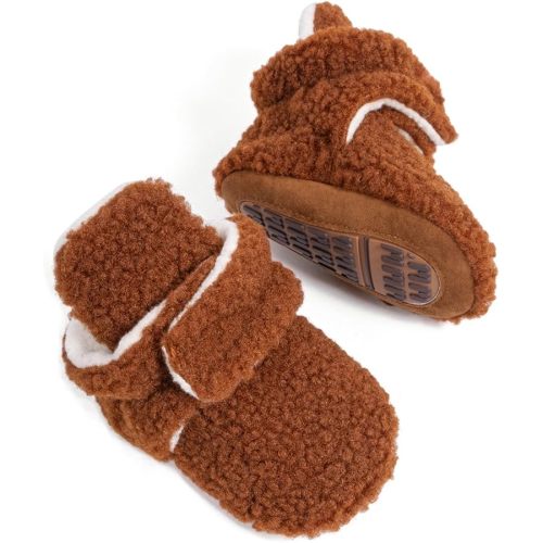 Infant Baby Boys Girls Cozy Fleece Booties Stay on Slippers Non Slip Soft Gripper Sock Shoes Toddler First Walker Newborn Crib Birthday Shower Gift