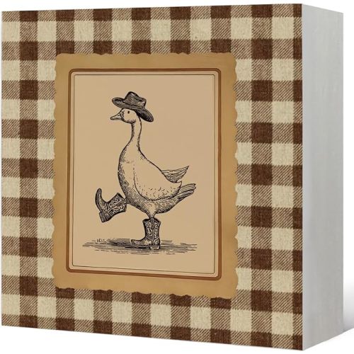 Western Cowboy Nursery Decor, Funny Cowboy Goose Wooden Box Signs