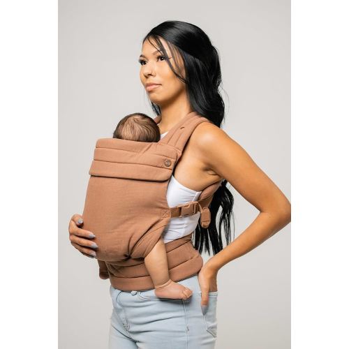 Mabē Monarch Ergonomic Baby Carrier – Premium Cotton Soft Structured Newborn to Toddler Carrier with Hip-Healthy Design, 3 Carry Positions (7-35lbs), Lightweight & Breathable, (Mocha)