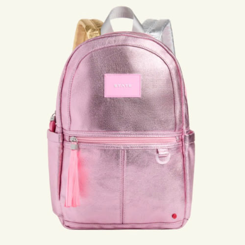 STATE Bags | Kane Mini Backpack Metallic Pink/Silver | Back to School | Travel Backpack