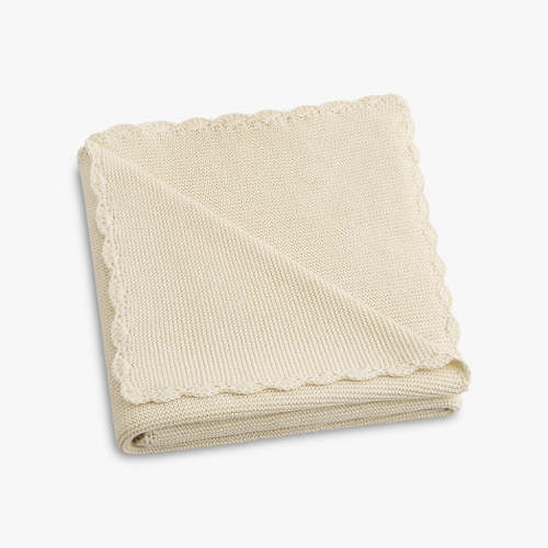 Cotton Knit Baby Blanket - Ivory | Gooselings