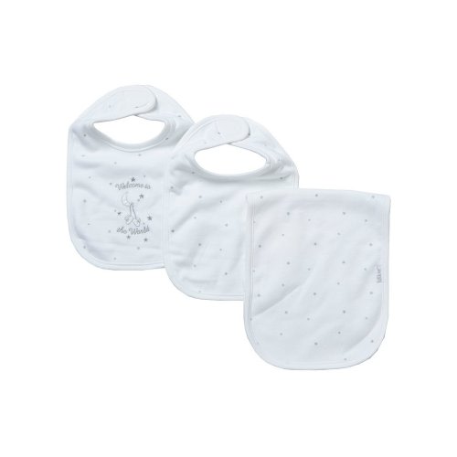Little Me Baby Welcome World Dotted Bib & Burp Cloth Three-Piece Set