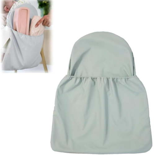 Highchair Handy Pocket Pouch,PU Dining Chair Back Storage Bag High Chair Accessories,Wipeable and Waterproof Material,Compatible with IKEA Antilop Highchair Accessories (Green)