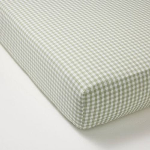 Gingham Woven Fitted Sheet Green - Hearth & Hand™ with Magnolia