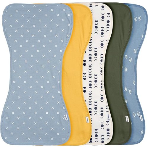 Gerber Baby Unisex Burp Cloths 5-Pack, Blue Gold, Size 10.5" x 21"
