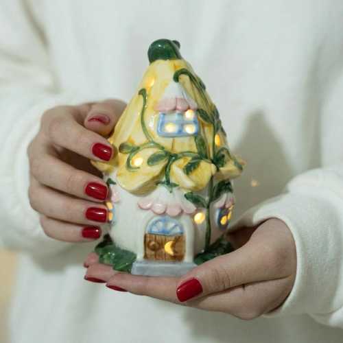 Fairy House Night Light, Fairycore Bedroom Light, Cottage Core Ceramic Lamp, Desk Lamp, House Warming Gift, Cottage Desk Light