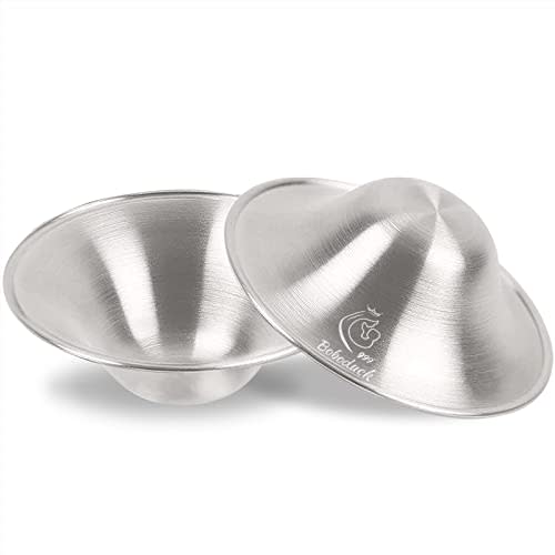 Boboduck The Original Silver Nursing Cups - Nipple Shields for Nursing Newborn, Newborn Breastfeeding Must Haves for Soothe and Protect Your Nursing Nipples - Trilaminate 999 Silver (X-L Size)
