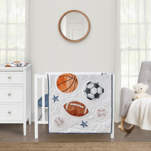 Sweet Jojo Designs Watercolor Sports Theme 3 Piece Mini Crib Bedding Set | Wayfair