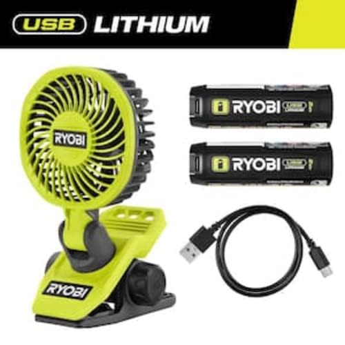 USB Lithium Clamp Fan Kit with USB Lithium 2.0 Ah Lithium Rechargeable Battery