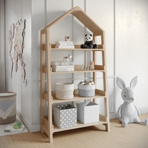 Isabelle & Max™ Aurey Kids House-Shaped Bookcase With Open Shelves And Squared Wooden Legs | Wayfair