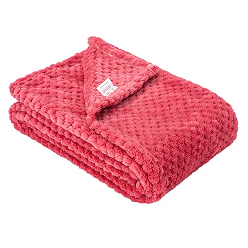 Fuzzy Blanket or Fluffy Blanket for Baby, Soft Warm Cozy Coral Fleece Toddler, Infant or Newborn Receiving Blanket for Crib, Stroller, Travel, Decorative (28Wx40L, XS-Raspberry)