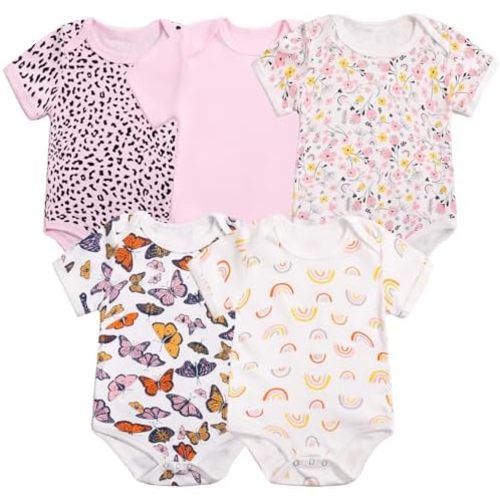 Unisex Baby Onsies Short Sleeve Baby Bodysuit 5-Pack Baby Clothes Baby Shower Gifts