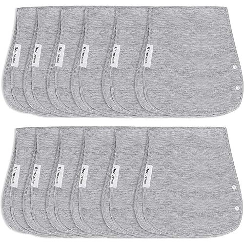 Burp Cloths & Baby Bibs 2-in-1 Large Size 3 Layers Thicken 100% Cotton Super Soft Absorbent for Teething and Drooling Baby Spit Up Burping Rags Set for Boys and Girls Infant Newborn 12 Pack(Gray)