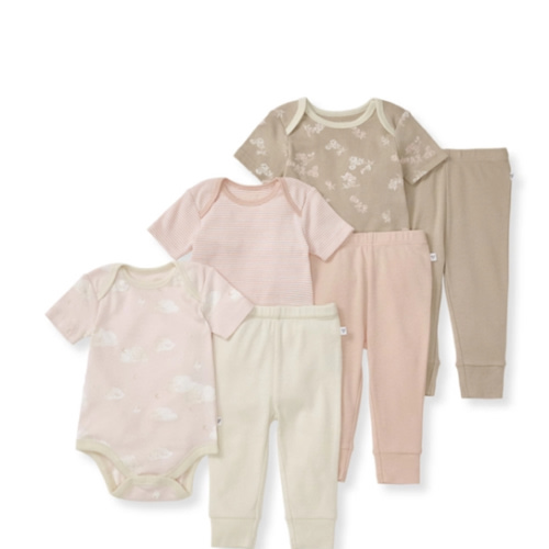 Whimsical Floral Organic Short Sleeve Bodysuit and Pant Set 3 Pack