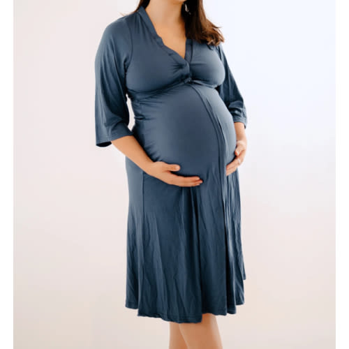 Lila Labor & Postpartum Gown in Midnight Blue