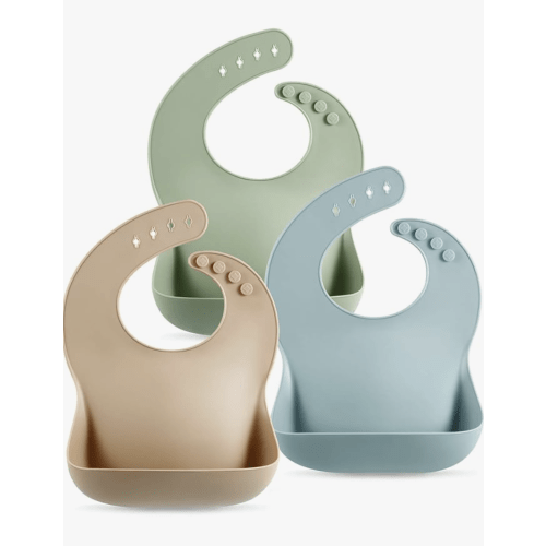 PandaEar Set of 3 Silicone Baby Bibs Waterproof, Soft, Unisex, 10-72 Months