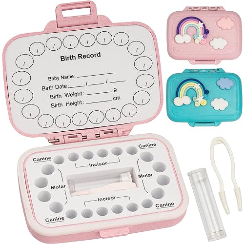 iweener Tooth Saver Tooth Container for,Baby Teeth Keepsake Box,Tooth Holders for Kids Keepsake,Tooth Saver Tooth Container for,preservingchildren's tooth childhood memories (Straw pink