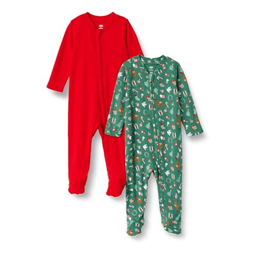 Amazon Essentials x Sofia Grainge Unisex Babies' Cotton Footed Sleep and Play One-piece Bodysuit, Pack of 2