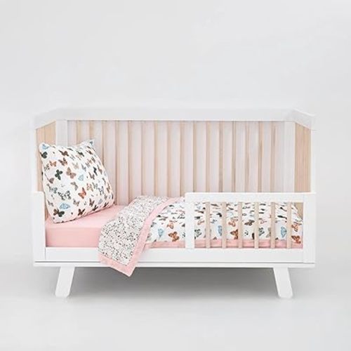Little Unicorn Toddler Bedding 3-Piece Set | Super Soft & Breathable Muslin Fabric | for Convertible Cribs & Toddler Beds (Butterflies)