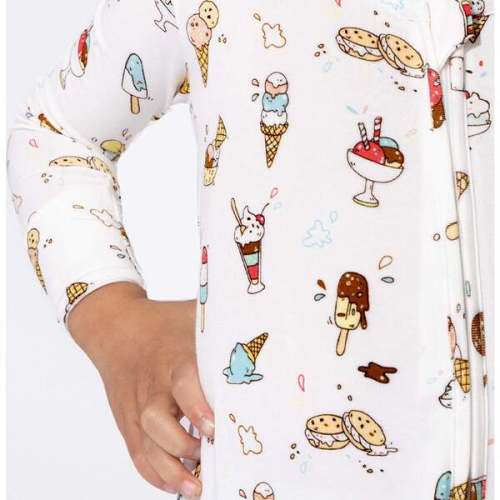 Ice Cream Bamboo Convertible Footie, White - Bellabu Bear | Maisonette