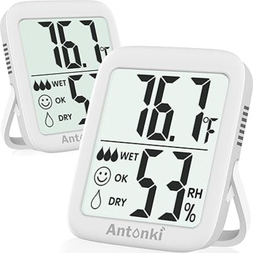 Antonki 2 Pack Room Thermometer for Home, Digital Temperature and Humidity Monitors, Indoor Hygrometer Sensor, Humidity Gauge, Humidity Meter for Baby Room, Terrarium, Incubator, Greenhouse