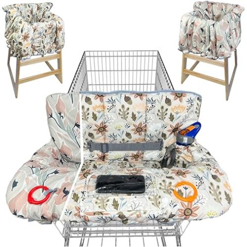 Shopping Cart Cover for Baby Grocery Cart Cover for Baby boy and Baby Girl, High Chair Cover for Baby and Toddler, Baby Registry Gift - Waterproof - Extra Large - Cotton - Double Sided (Ivory)